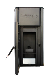 Centrala pe peleti Fornello Royal B BLACK 30 kw, complet echipat cu pompa de circulatie, vas expansiune, supapa de siguranta, buncar de peleti 30 kg, automatizare, culoare negru, pana la 200 mp