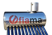 Panou solar nepresurizat FIAMA pentru producere apa calda, cu rezervor inox, 150 litri, 15 tuburi vidate si vas flotor 5 litri