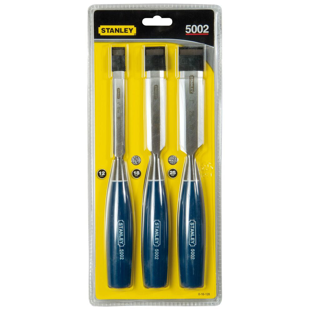 Cumpara acum set 3 dalte 5002 pentru lemn, 12, 18 si 25mm, blister, Stanley de la Mesterul Minune