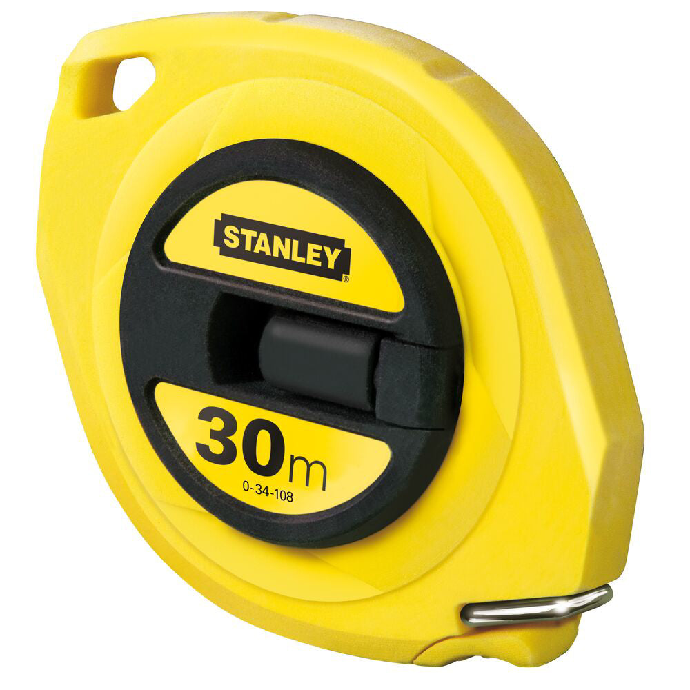 Stanley 0-34-108, ruleta inchisa cu banda de otel 30m, carlig pliabil, lama protejata, manivela pentru mulinare, 30m x 10mm, blister