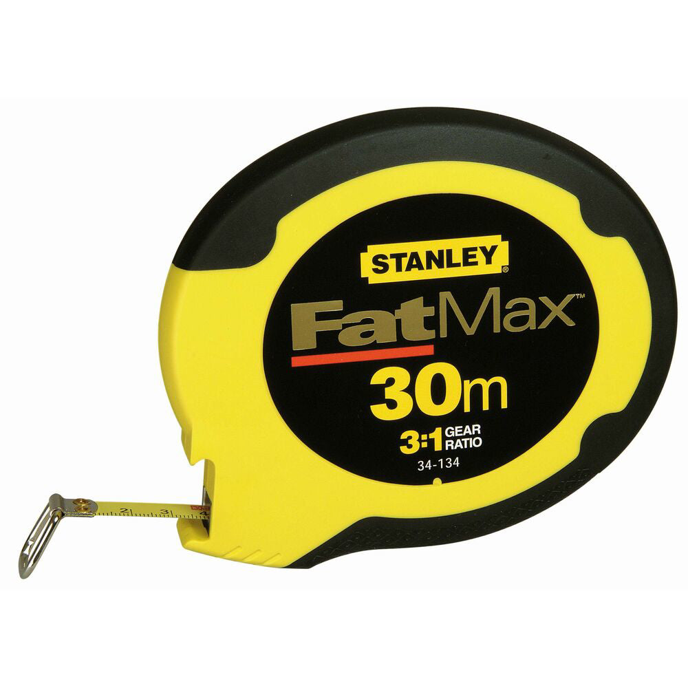 Stanley 0-34-134, ruleta fatmax inchisa 30m, cu banda din fibra de otel, carabina cu agatatoare, angrenaj de multiplicare, 30m x 10mm, blister