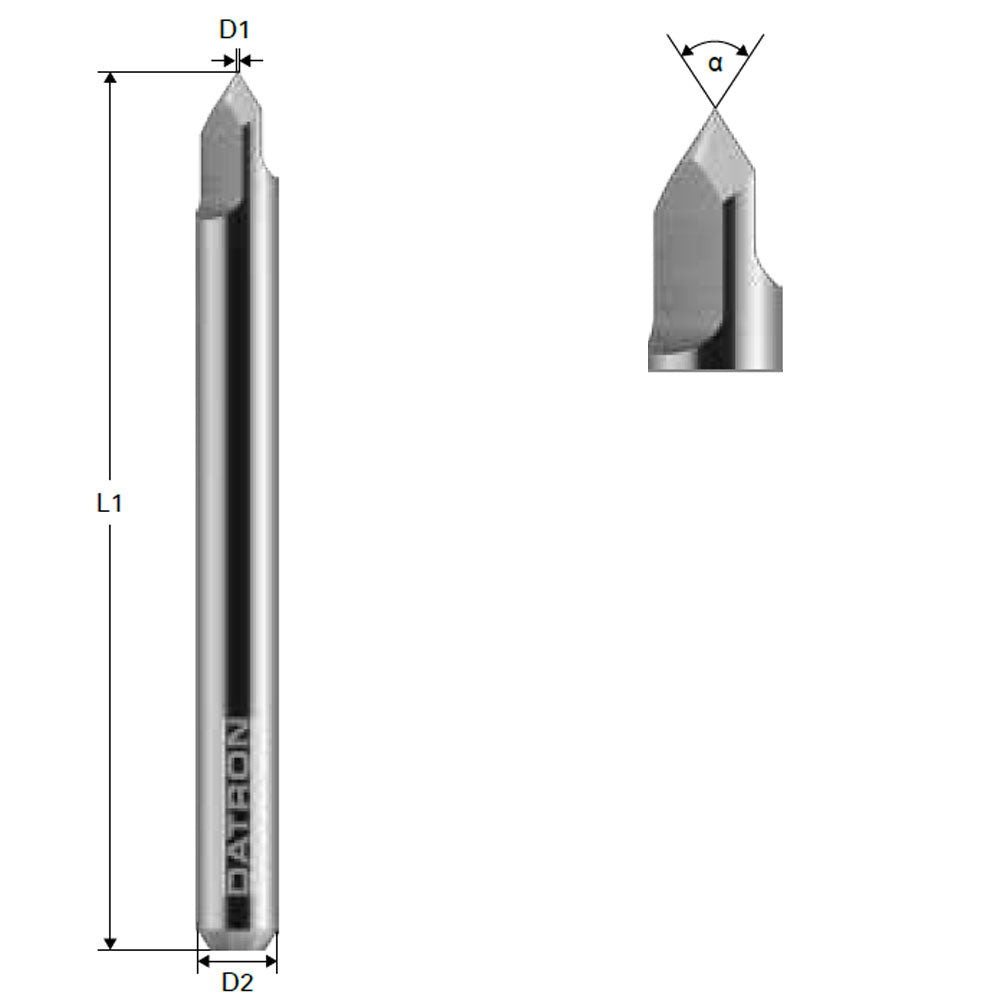 Freza echilibrata pentru gravura, Datron 0068282G, 30 grade, 0.10x6.0mm