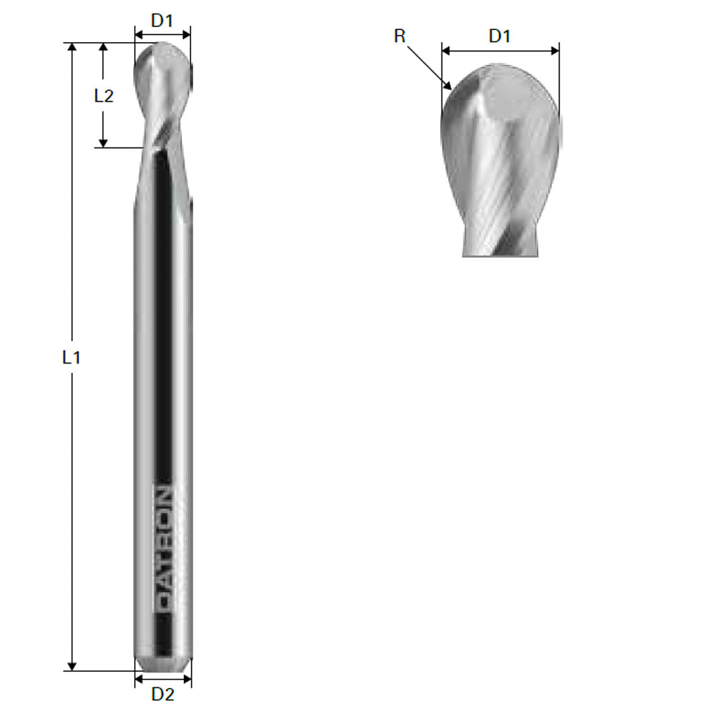 Cumpara acum Freza cu varf rotund, Datron 2 caneluri, 3.0x6.0mm, Datron DG2 0068403 de la Mesterul Minune