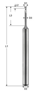 Freza de adancime, Toric Cut, 2 caneluri, Datron 00781012, 1.2x1.8x3.0mm