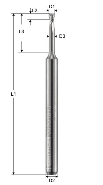 Freza de adancime, Toric Cut, 2 caneluri, Datron 00781015, 1.5x2.2x3.0mm