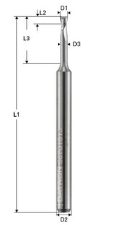 Freza de adancime, Toric Cut, 2 caneluri, Datron 00781015, 1.5x2.2x3.0mm