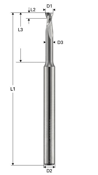 Freza de adancime, Toric Cut, 2 caneluri, Datron 00781020, 2.0x3.0x3.0mm