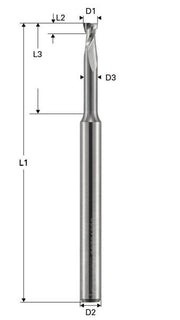 Freza de adancime, Toric Cut, 2 caneluri, Datron 00781020, 2.0x3.0x3.0mm