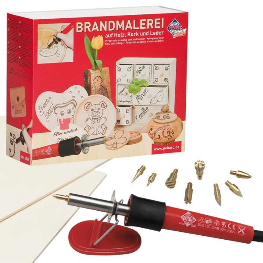 Cumpara acum Set pentru pirogravura, 30W, 220V, include 2 placi de lemn si 9 de la Mesterul Minune