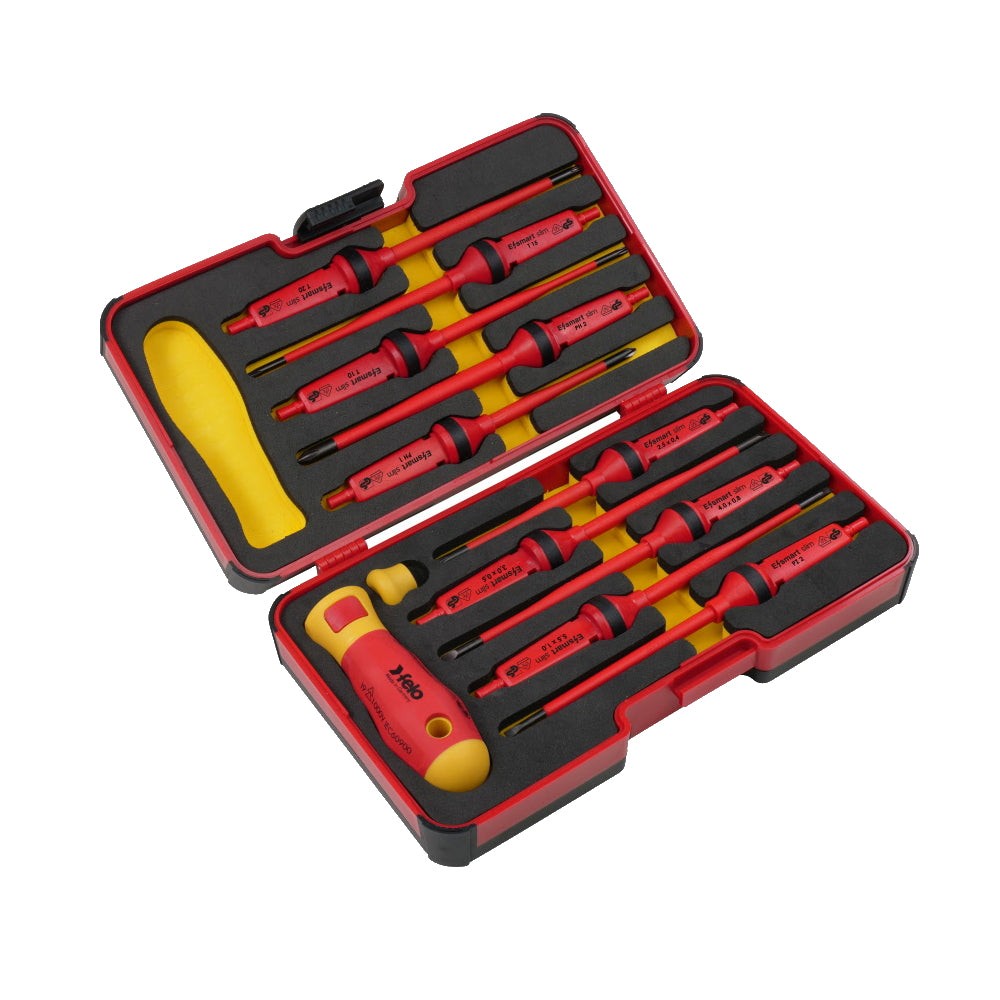 Trusa de surubelnite izolate VDE, Felo E-SMART, XL-Strongbox, 12 piese