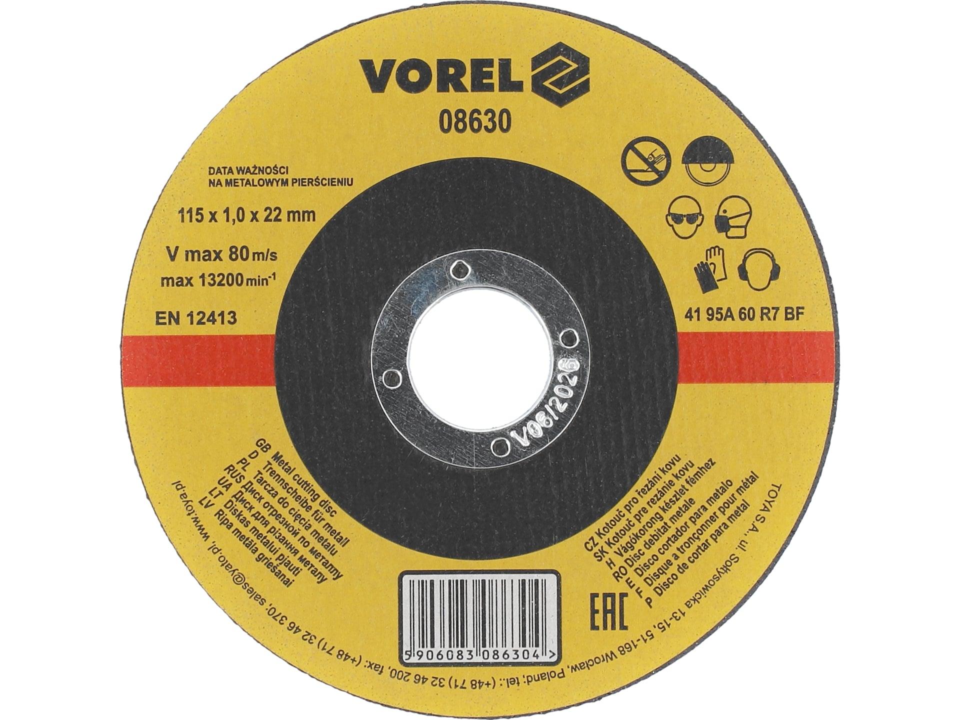 DISC TĂIERE METAL 115X1X22MM VOREL 08630