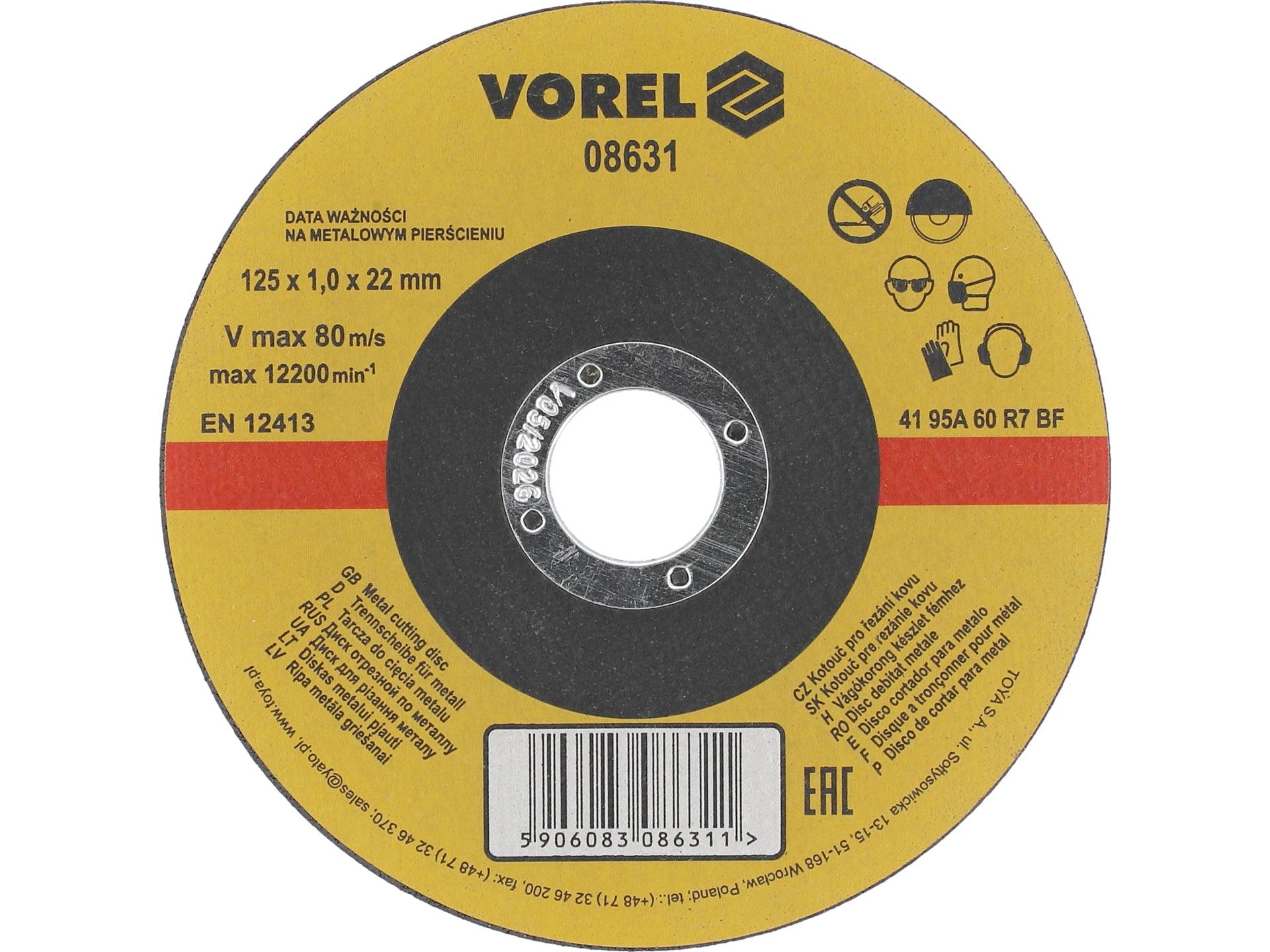 DISC TĂIERE METAL 125X1X22MM DISC ABRAZIV PT DEBITAT METALE 125X1X22 VOREL 08631