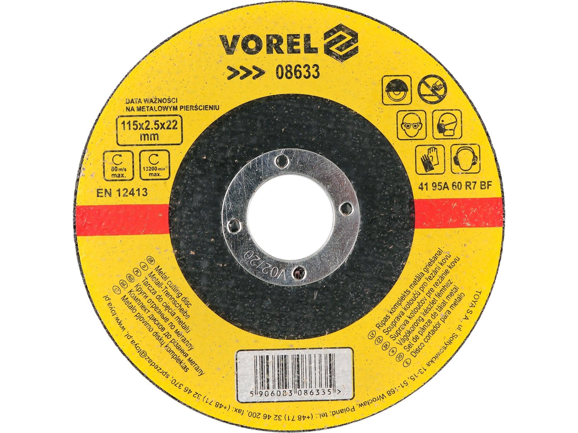 DISC TĂIERE METAL 115X2,5X22MM DISC ABRAZIV  DEBITAT METALE 115X2,5X22 VOREL 08633