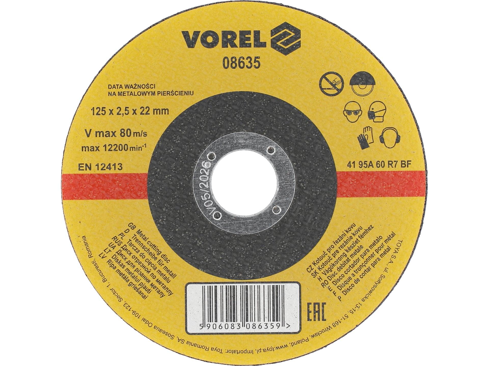 DISC TĂIERE METAL 125X2,5X22MM DISC ABRAZIV  DEBITAT METALE 125X2,5X22 VOREL 08635