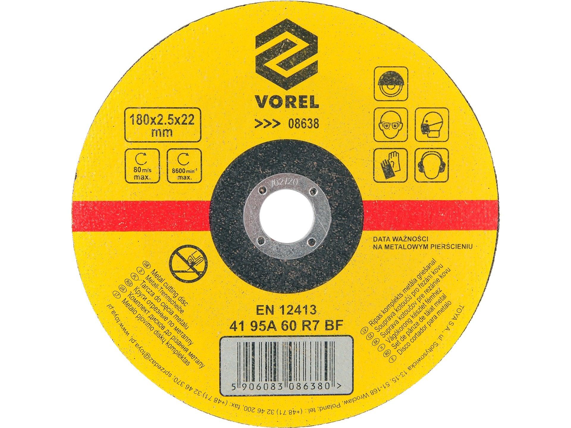 DISC TĂIERE METAL 180X2,5X22MM VOREL 08638