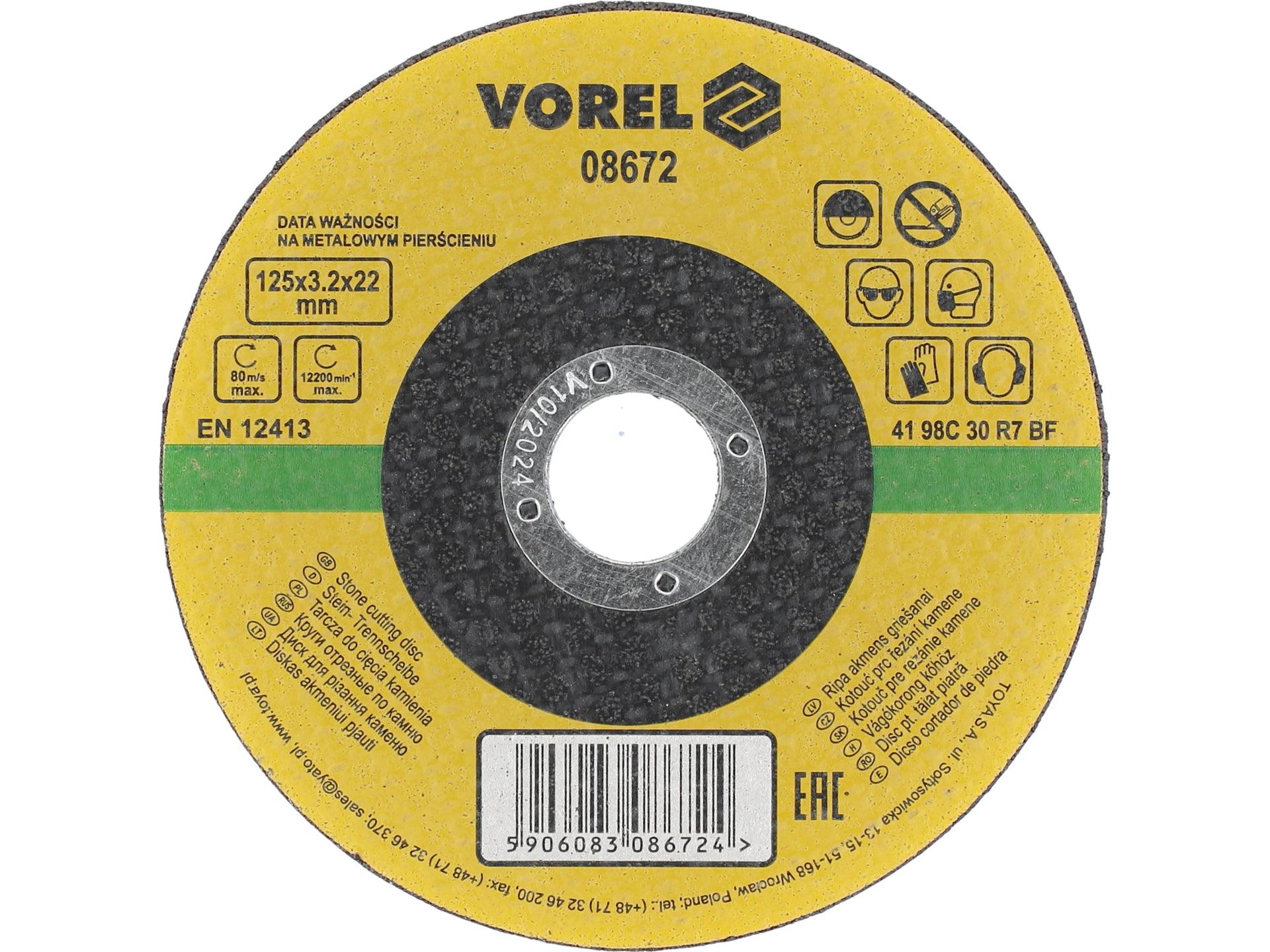 DISC TĂIAT PIATRĂ 125X3,2X22MM VOREL 08672