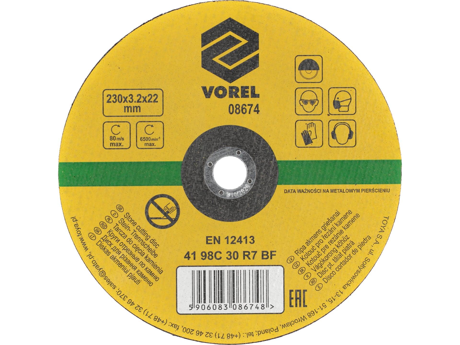 DISC TĂIAT PIATRĂ 230X3,2X22MM VOREL 08674