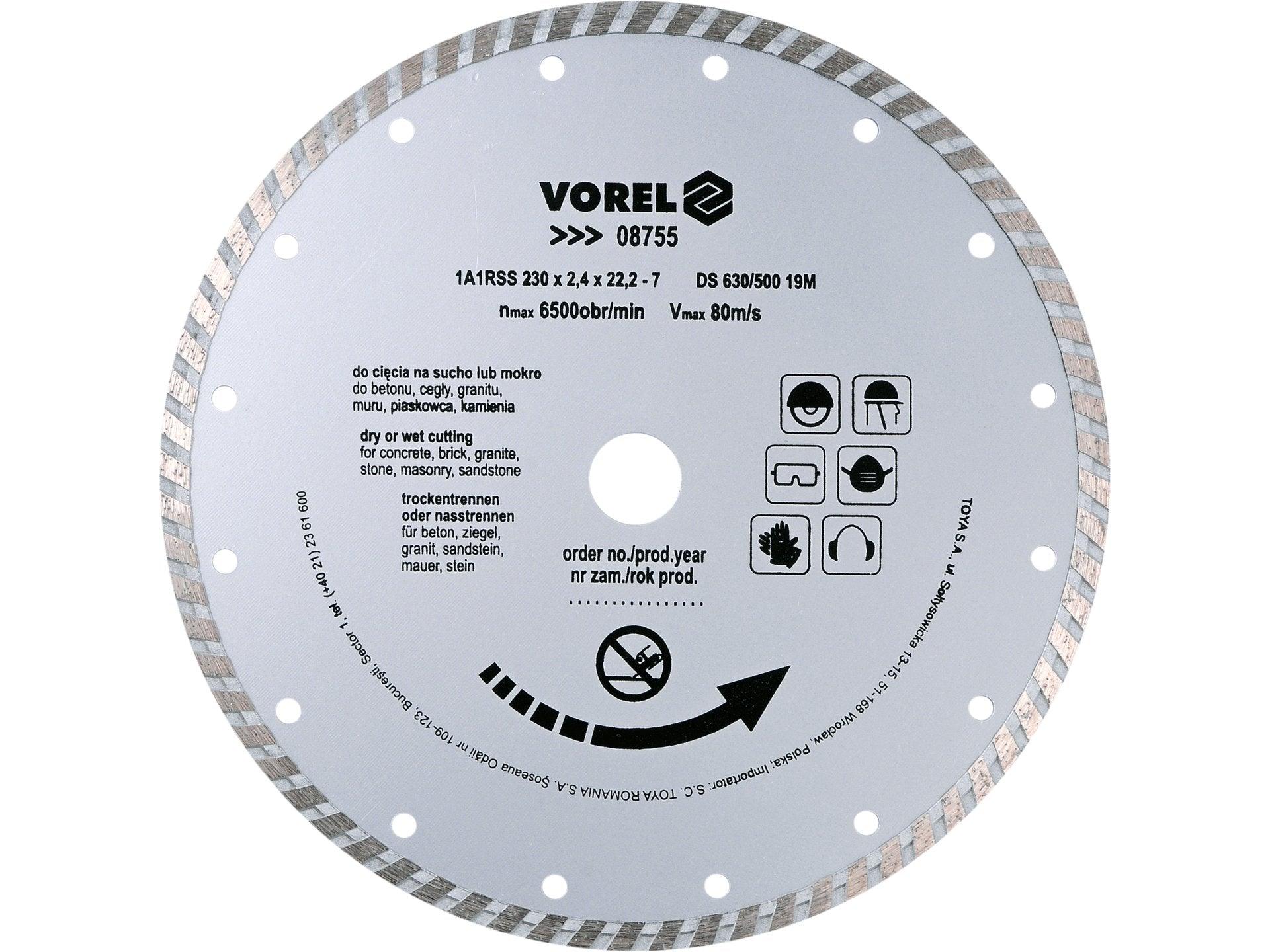 DISC DIAMANTAT TURBO 230MM VOREL 08755