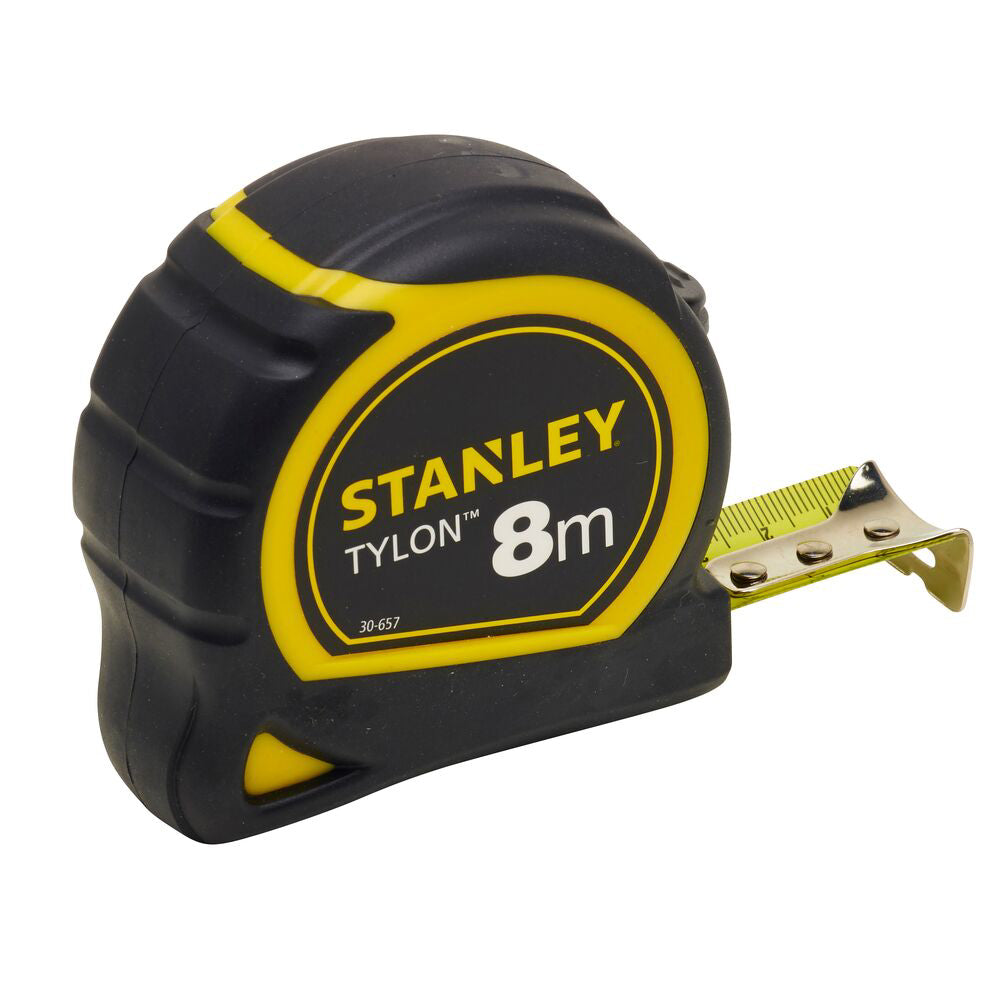 Stanley 1-30-657, ruleta Tylon 8m, tru-zero, protectie din cauciuc, anti-alunecare, 8m x 25mm