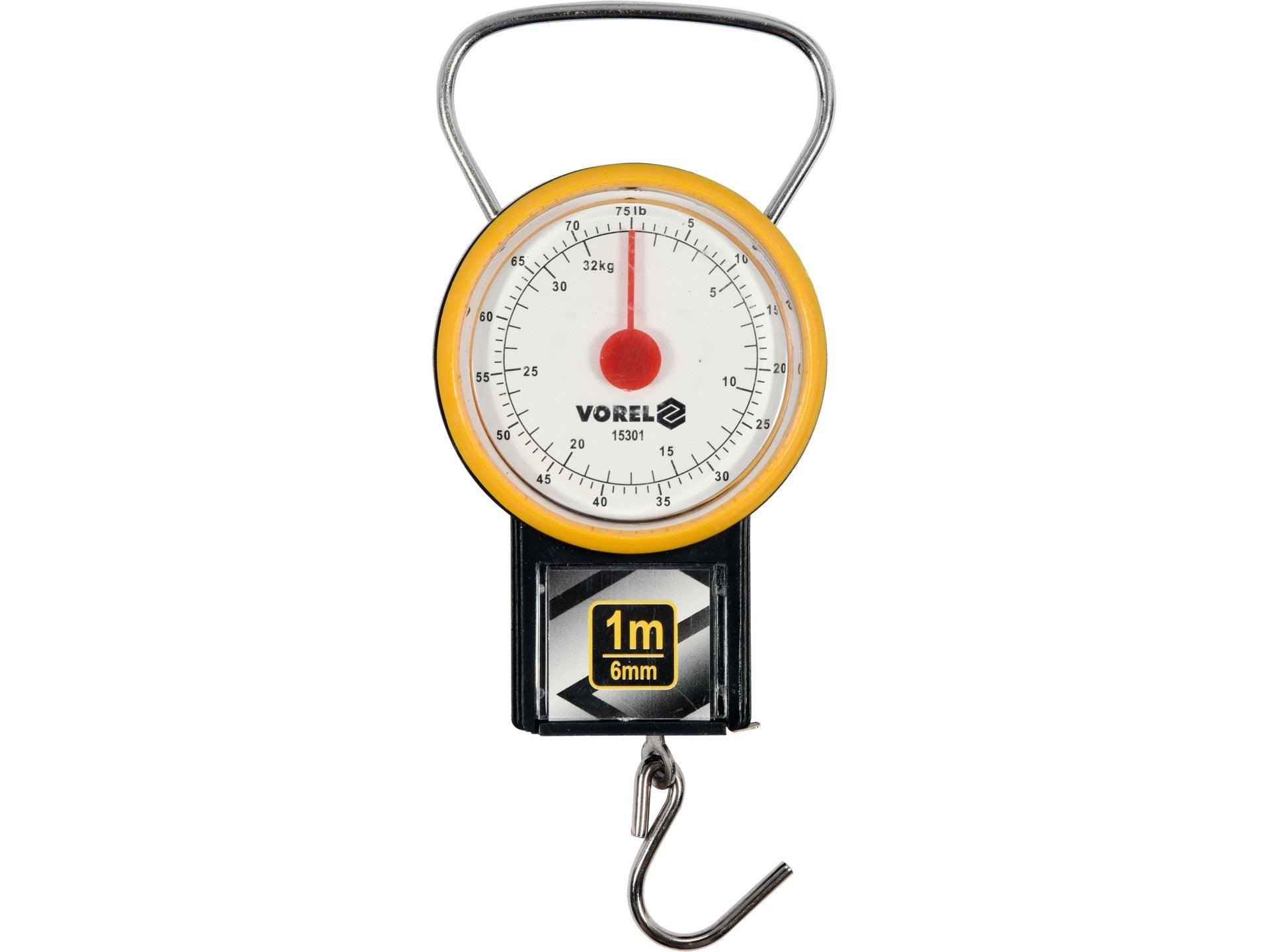 CÂNTAR DE MÂNĂ, 32 KG, BANDĂ MĂSURARE 1M VOREL 15301