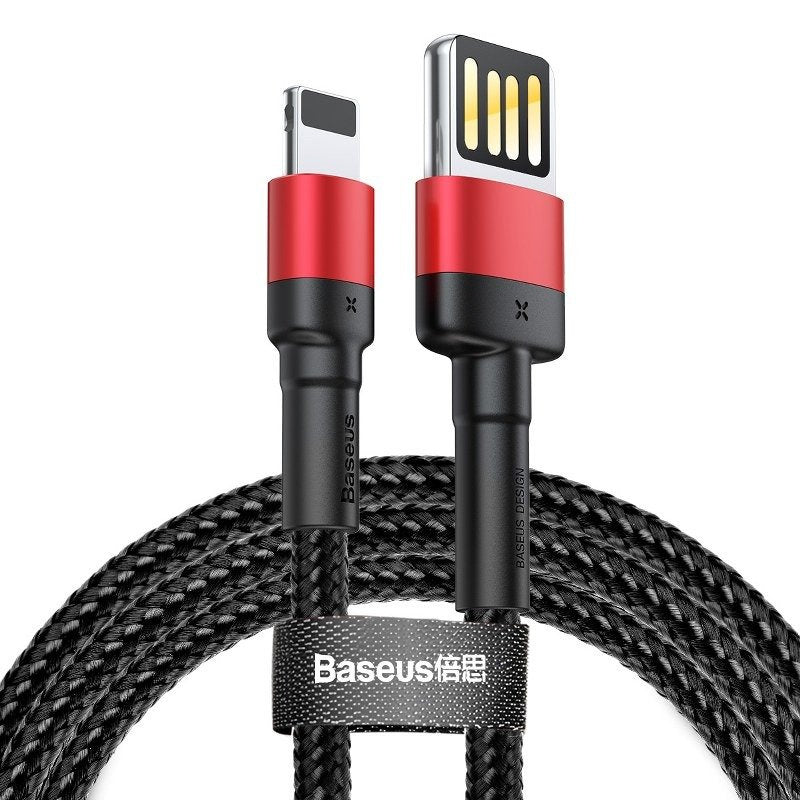 Cumpara acum Cablu USB Lightning (reversibil) Baseus Cafule 2.4A 1m (negru/roșu) de la Mesterul Minune