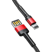 Cumpara acum Cablu USB Lightning (reversibil) Baseus Cafule 2.4A 1m (negru/roșu) de la Mesterul Minune