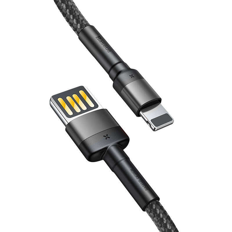 Cumpara acum Cablu USB Lightning (reversibil) Baseus Cafule 2.4A 1m (gri/negru) de la Mesterul Minune