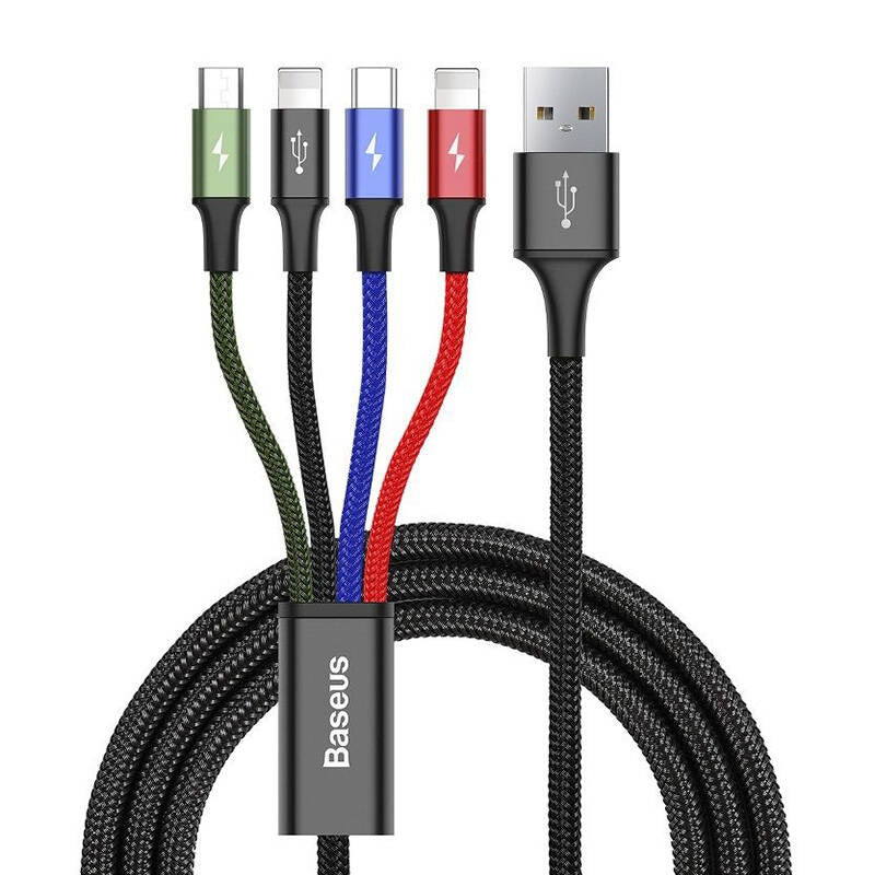 Cumpara acum Cablu USB rapid Baseus 4 în 1, USB-C/ 2x Lightning/ Micro 3,5A, 1,2m - Negru de la Mesterul Minune