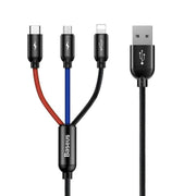 Cumpara acum Baseus 3w1 USB-C/Lightning/Micro 3.5A 0.3m cablu USB (czarny) de la Mesterul Minune