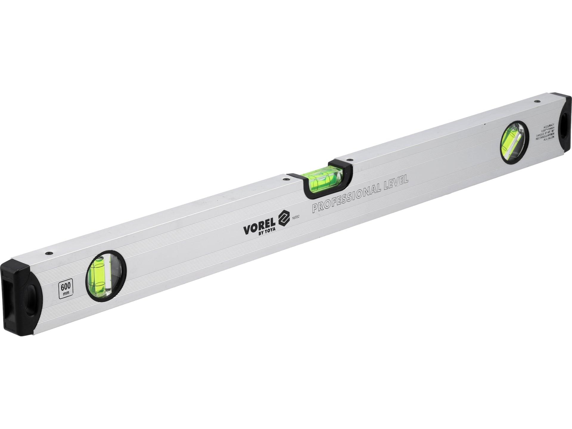 NIVELĂ CU BULĂ CU TREI INDICATORI, 600MM VOREL 16552