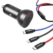 Cumpara acum Baseus încărcător auto cu afișaj 24W + 3in1 Baseus trei culori primare cablu USB 1.2m de la Mesterul Minune