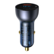 Cumpara acum Baseus Particular Digital Display încărcător auto cu display, USB + USB-C, QC3.0+PD, 5A, 65W (gri) + cablu USB-C 1m 100W (negru) de la Mesterul Minune