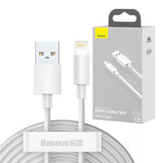 Cumpara acum Cablu de date USB Baseus Simple Wisdom, USB la Lightning, 2.4A (2buc/ set), 1.5m (alb) de la Mesterul Minune