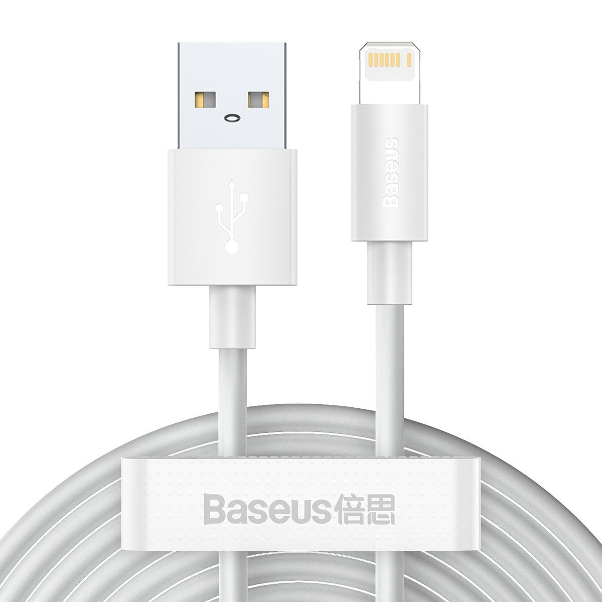 Cumpara acum Cablu de date USB Baseus Simple Wisdom, USB la Lightning, 2.4A (2buc/ set), 1.5m (alb) de la Mesterul Minune