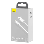 Cumpara acum Cablu de date USB Baseus Simple Wisdom, USB la Lightning, 2.4A (2buc/ set), 1.5m (alb) de la Mesterul Minune