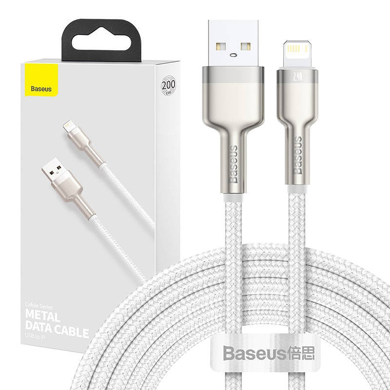 Cumpara acum Cablu de date USB pentru Lightning Baseus Cafule, 2,4A, 2m (alb) de la Mesterul Minune