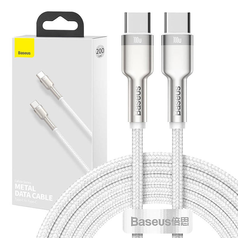 Cumpara acum Cablu de date USB-C la USB-C Baseus Cafule, 100W, 2m (alb) de la Mesterul Minune