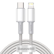 Cumpara acum Cablu împletit de înaltă densitate de la USB-C la Lightning Baseus, 20W, PD, 2m (alb) de la Mesterul Minune