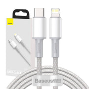 Cumpara acum Cablu împletit de înaltă densitate de la USB-C la Lightning Baseus, 20W, PD, 2m (alb) de la Mesterul Minune