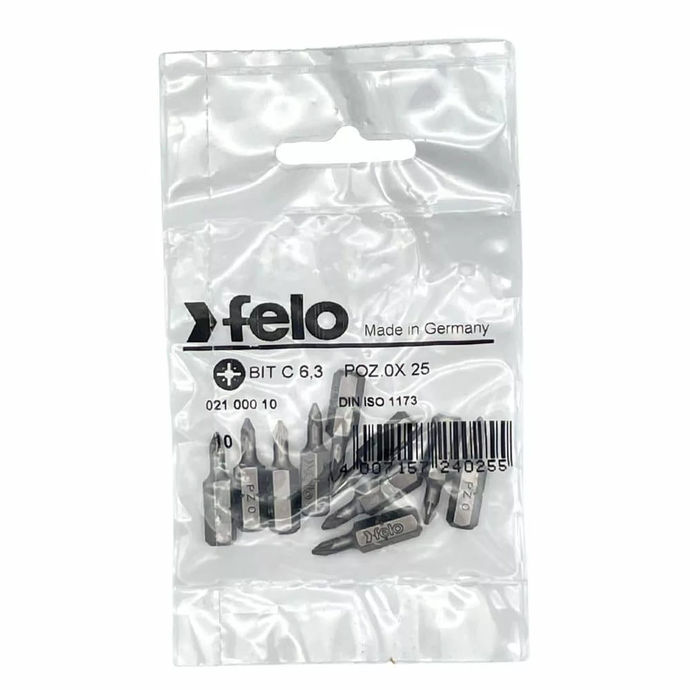 Cumpara acum Set 10 biti Felo, seria Industrial profil Pozidrive, C6.3, PZ0, 25mm de la Mesterul Minune