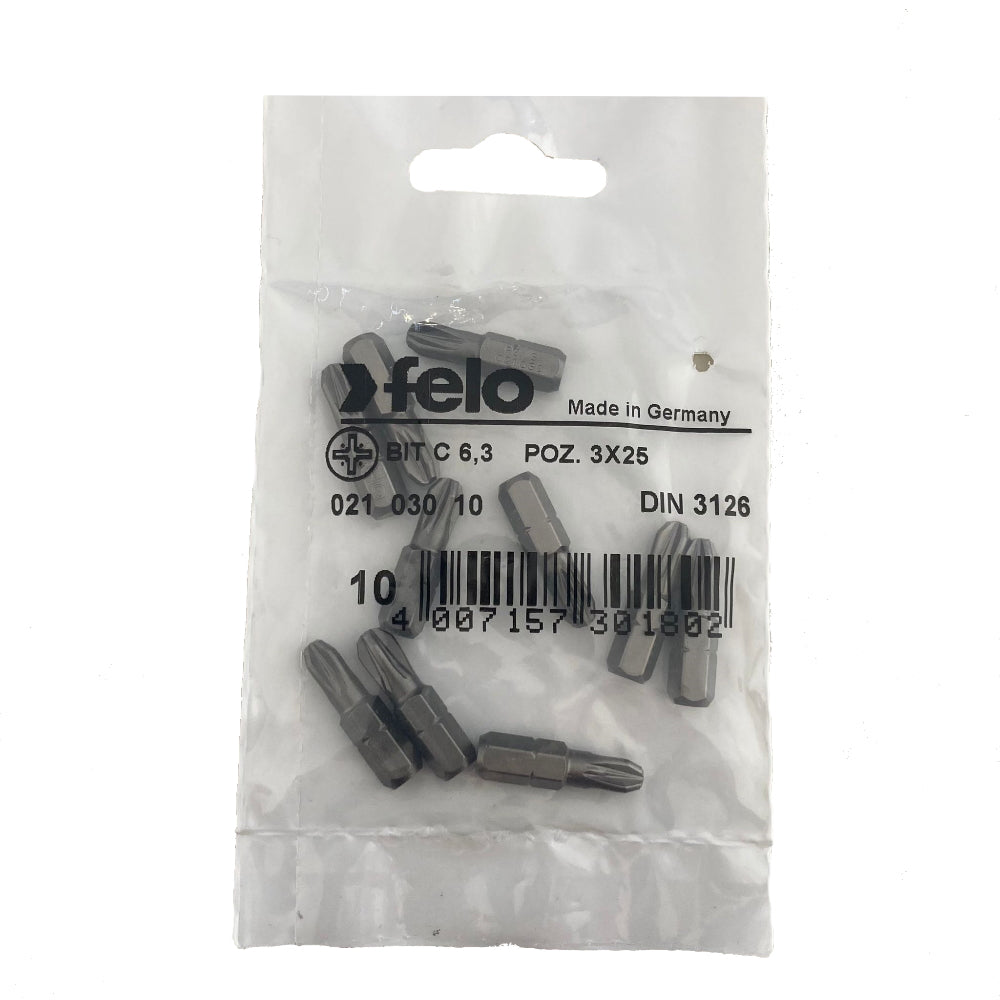 Cumpara acum Set 10 biti Felo, seria Industrial profil Pozidrive, C6.3, PZ3, 25mm de la Mesterul Minune