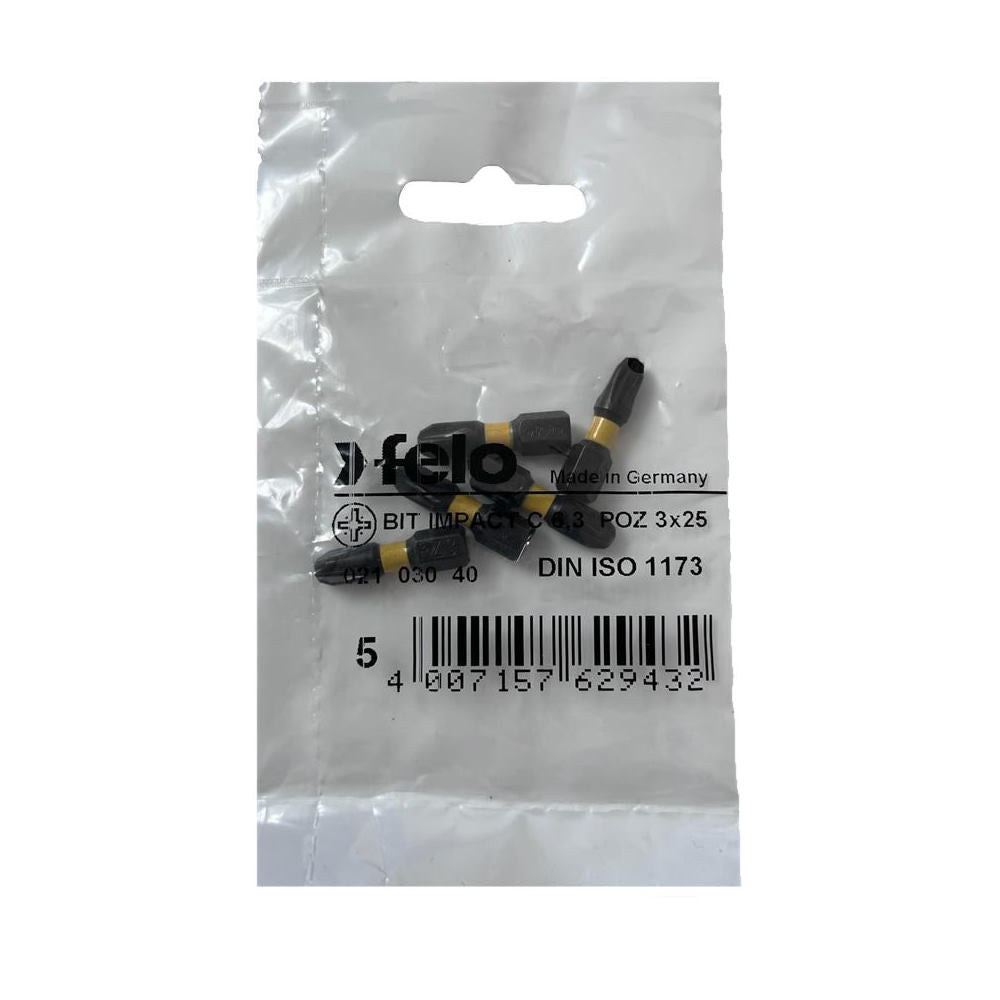 Cumpara acum Set 5 biti Felo, seria Impact profil Pozidrive, C6.3, PZ3, 25mm, Felo de la Mesterul Minune
