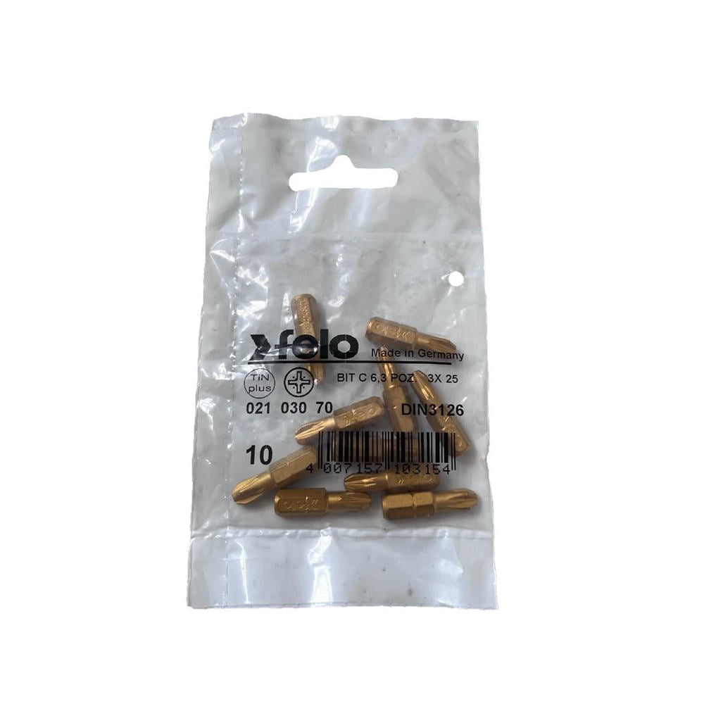 Cumpara acum Set 10 biti Felo, seria TiN Plus profil Pozidrive, C6.3, PZ3, 25mm de la Mesterul Minune