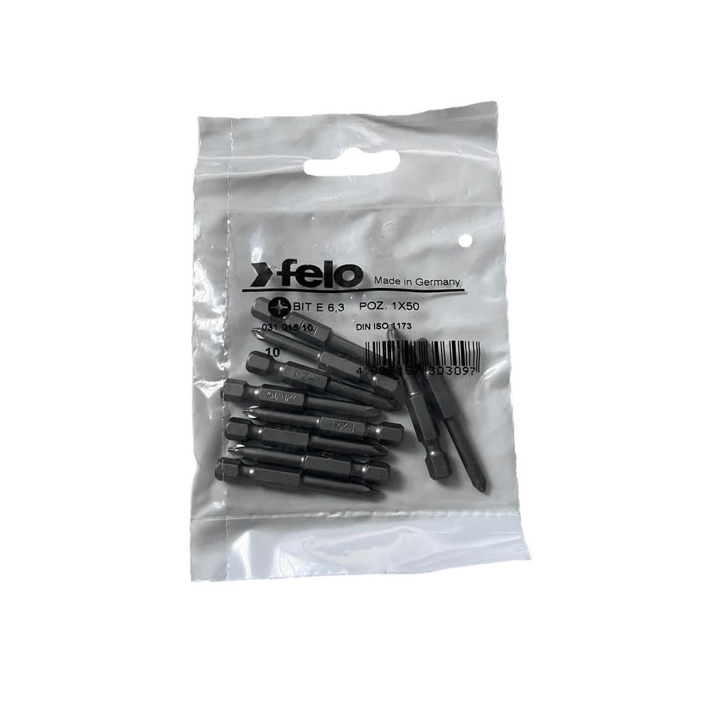 Cumpara acum Set 10 biti Felo, seria Industrial profil Pozidrive, E6.3, PZ1, 50mm de la Mesterul Minune