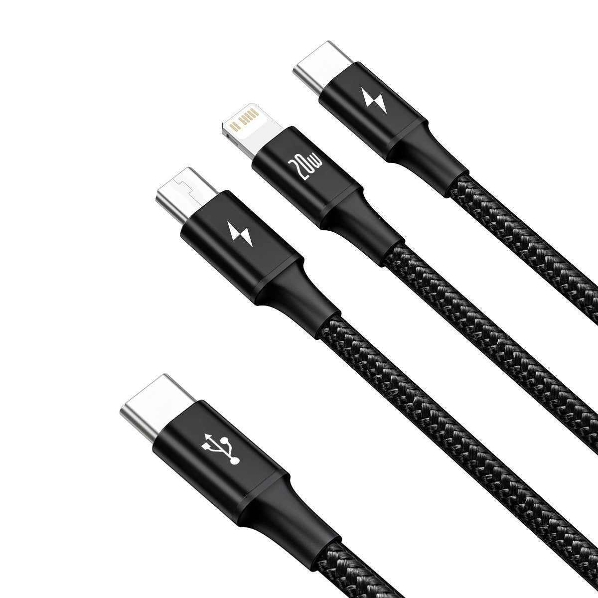 Cumpara acum Cablu Baseus 3 în 1 USB-C pentru M+L+T 20W 1.5m (Negru) de la Mesterul Minune