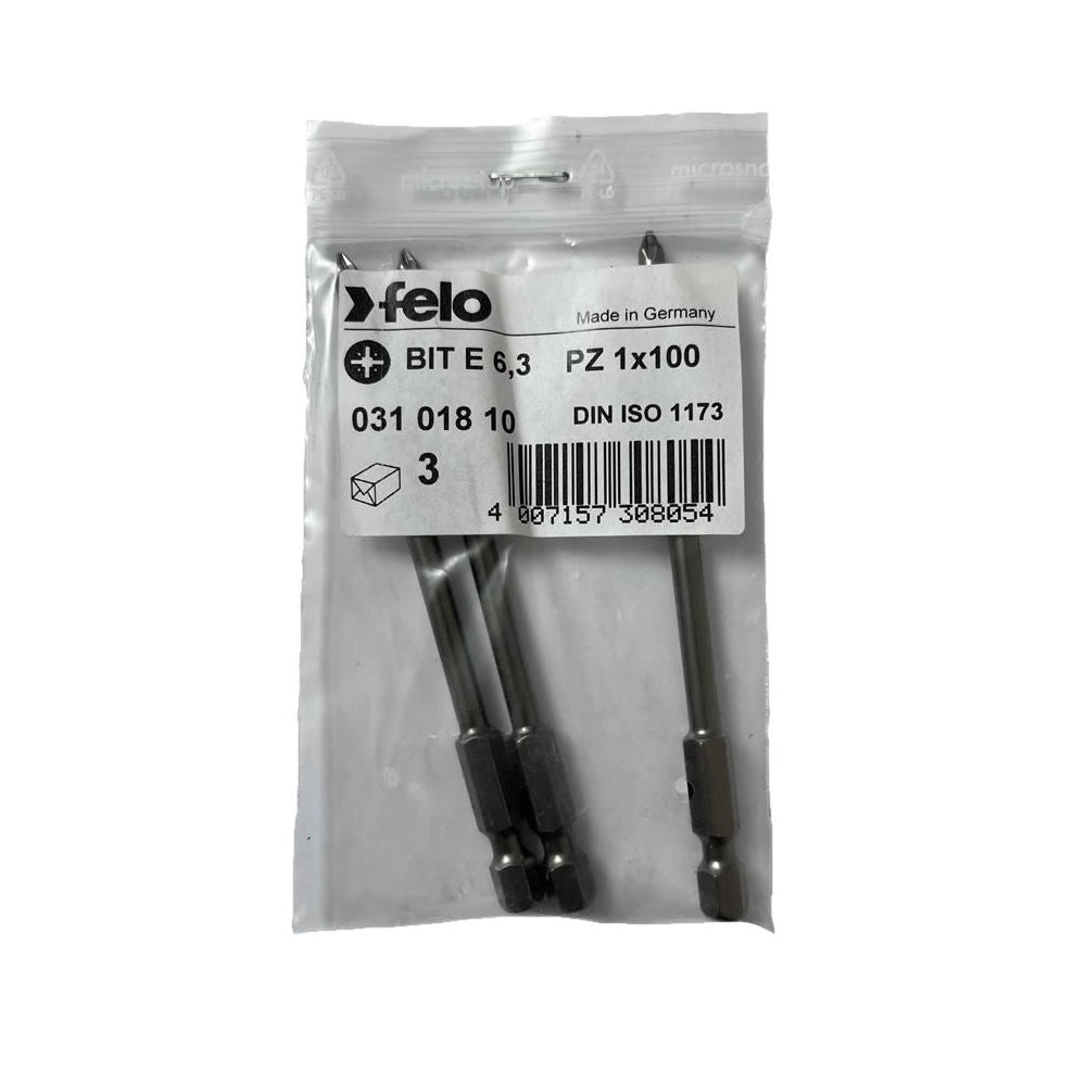 Cumpara acum Set 3 biti Felo, seria Industrial profil Pozidrive, E6.3, PZ1, 100mm de la Mesterul Minune