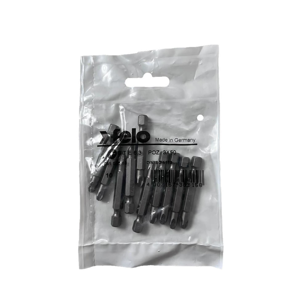 Cumpara acum Set 10 biti Felo, seria Industrial profil Pozidrive, E6.3, PZ3, 50mm de la Mesterul Minune