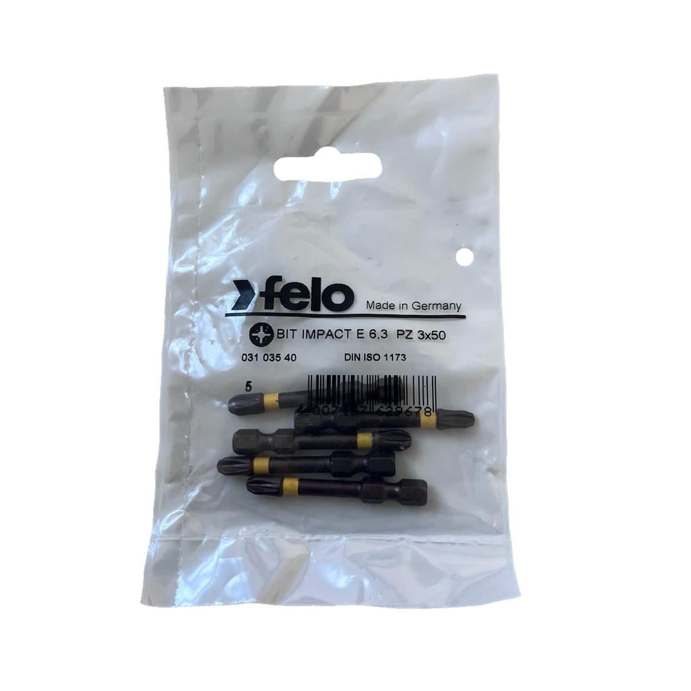 Cumpara acum Set 5 biti Felo, seria Impact profil Pozidrive, E6.3, PZ3, 50mm, Felo de la Mesterul Minune