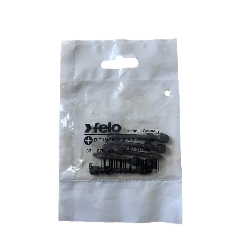Set 5 biti Felo, seria Impact profil Pozidrive, E6.3, PZ2, 50mm
