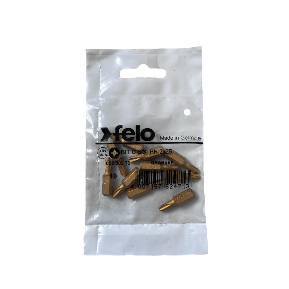 Set 10 biti Felo, seria TiN Plus Extra Slim profil Philips, C6.3, PH2, 25mm